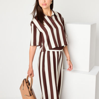 Worthington Womens Elbow Sleeve Satin Blouse