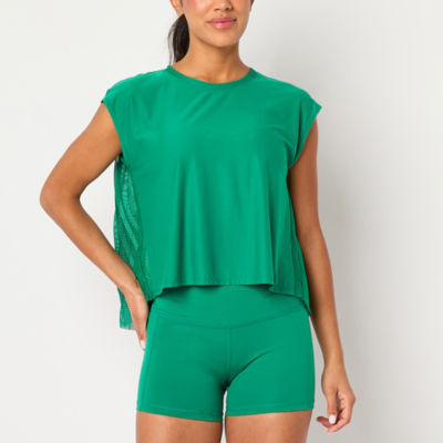 Xersion Womens Pleated Crew Neck Sleeveless T-Shirt