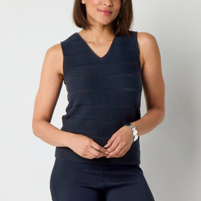 Liz Claiborne Womens V Neck Sleeveless Tank Top