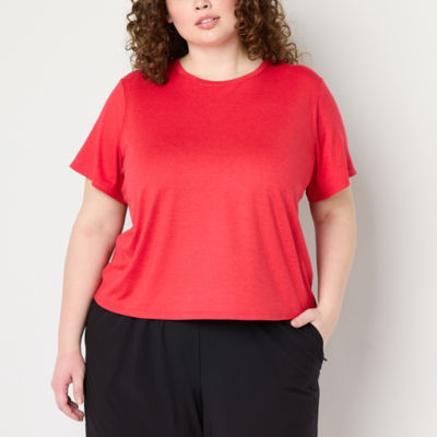 Xersion Everyday Womens Plus Crew Neck Short Sleeve Quick Dry Active T-Shirt