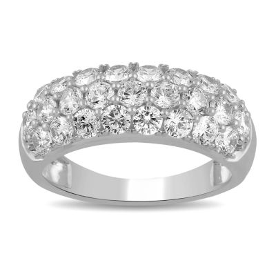 Womens 2 CT. T.W. Lab Grown White Diamond Sterling Silver Cluster Cocktail Ring