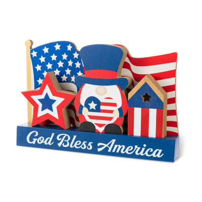 Glitzhome 12" Wooden Block Tabletop Decor