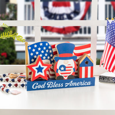 Glitzhome 12" Wooden Block Tabletop Decor