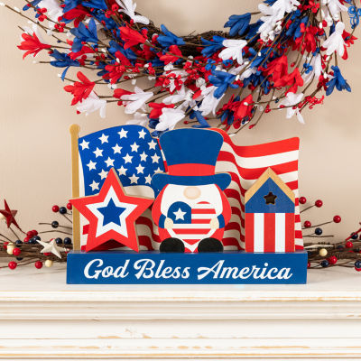 Glitzhome 12" Wooden Block Tabletop Decor