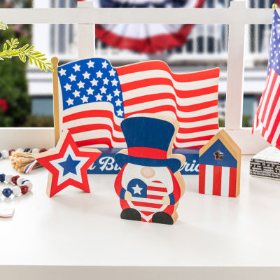 Glitzhome 12" Wooden Block Tabletop Decor