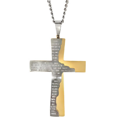 Dropship Stainless Lord's Prayer Cross Pendant Necklaces Bible Verse Philippians 413 Pendants For Mens Cross Necklace