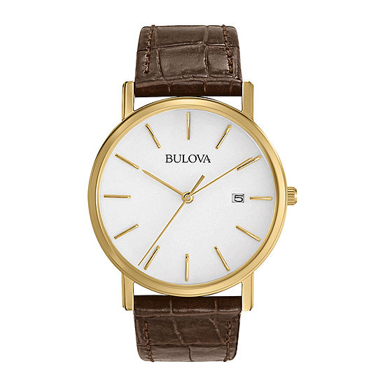 Bulova Classic Mens Brown Leather Strap Watch 97b100