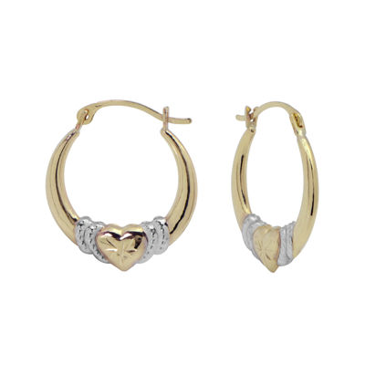 TwoTone Heart Hoop Earrings 14K Gold JCPenney