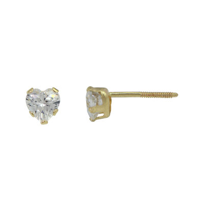 Girls Cubic Zirconia Heart Stud Earrings