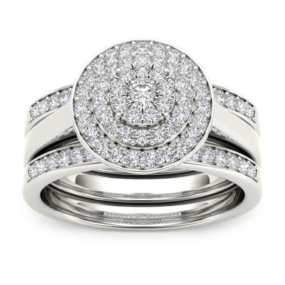 Womens 3/8 CT. T.W. Natural White Diamond 10K White Gold Round Bridal Set