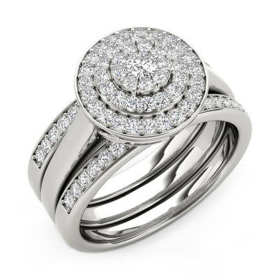 Womens 3/8 CT. T.W. Natural White Diamond 10K White Gold Round Bridal Set