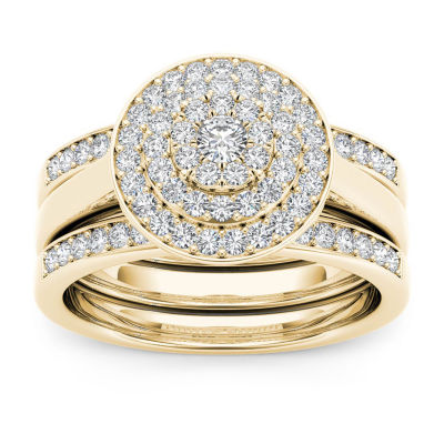 Womens CT. T.W. Natural Diamond 10K Gold Round Bridal Set