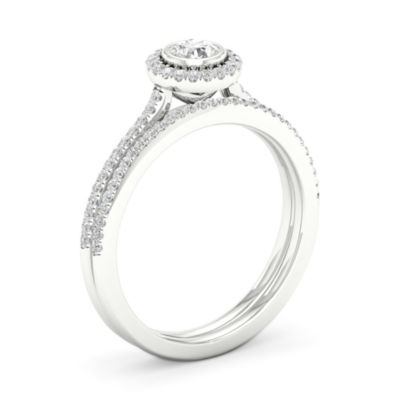 Womens 3/8 CT. T.W. Natural White Diamond 10K White Gold Round Bridal Set