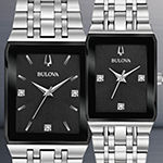 Bulova Quadra Womens Silver Tone Stainless Steel Bracelet Watch 96p202