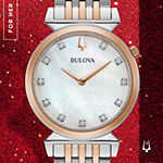 Bulova Regatta Womens Diamond Accent Two Tone Stainless Steel Bracelet Watch 98p192