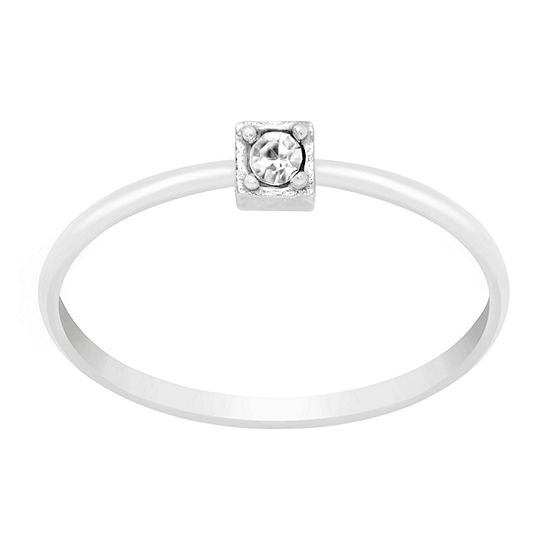 Itsy Bitsy Crystal Sterling Silver Square Band