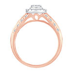 Womens 1/2 CT. T.W. Genuine White Diamond 10K Rose Gold Pear Halo Engagement Ring