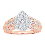 Womens 1/2 CT. T.W. Genuine White Diamond 10K Rose Gold Pear Halo Engagement Ring