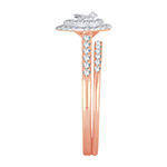 Womens 1/2 CT. T.W. Genuine White Diamond 10K Rose Gold Pear Halo Bridal Set