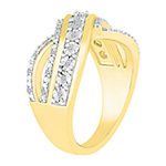 Womens 1/10 CT. T.W. Genuine White Diamond 14K Gold Over Silver Cocktail Ring