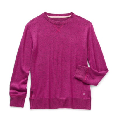 Xersion Hacci Little & Big Girls Crew Neck Long Sleeve Fleece Sweatshirt
