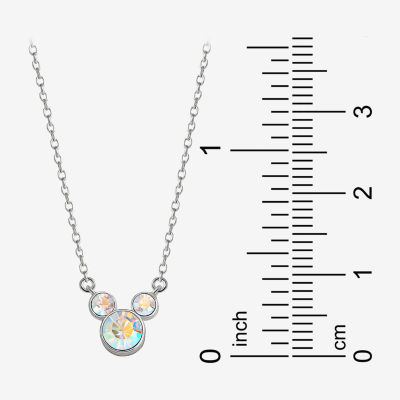 Disney Collection Girls White Crystal Sterling Silver Mickey Mouse Pendant Necklace