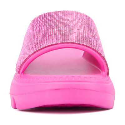 Olivia Miller Womens Glitter Gaze Slide Sandals