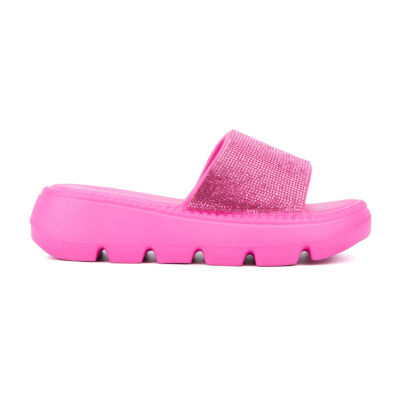 Olivia Miller Womens Glitter Gaze Slide Sandals