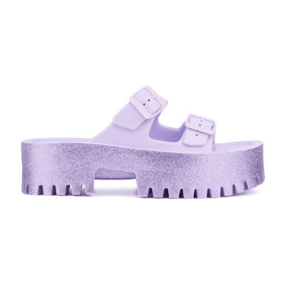 Olivia Miller Womens Sparkles Slide Sandals