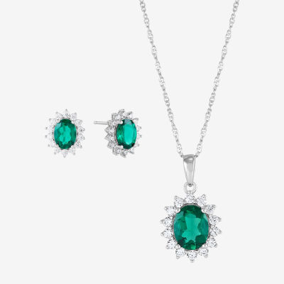 Gemstone Sterling Silver Oval 2-pc. Jewelry Set