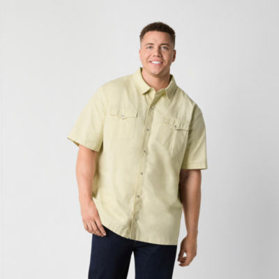 Walker Hayes for JCPenney Snap Front Mens Big and Tall Classic Fit Short Sleeve Easy Care Button-Down Shirt