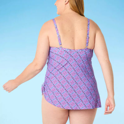 Liz Claiborne Womens Geometric Swim Dress Plus