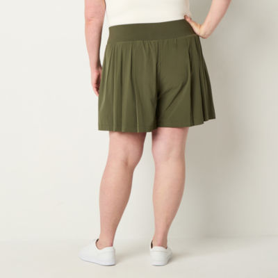 Stylus Womens High Rise Pleated Short Plus