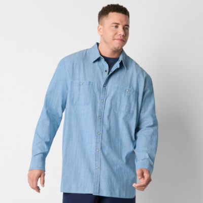 Walker Hayes for JCPenney Chambray Mens Big and Tall Long Sleeve Button-Down Shirt