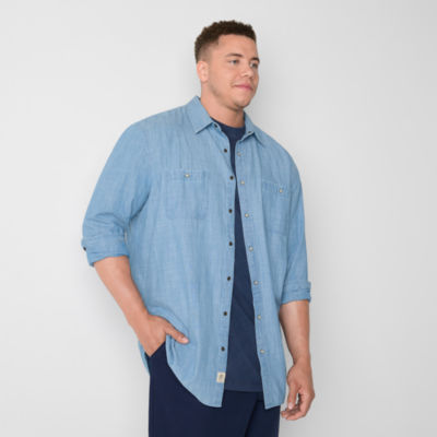 Walker Hayes for JCPenney Chambray Mens Big and Tall Long Sleeve Button-Down Shirt