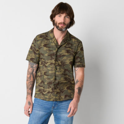 Walker Hayes for JCPenney Camo Mens Fitted Sleeve Camp Shirt