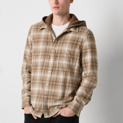 Arizona Mens Easy-on + Easy-off ADAPTIVE Long Sleeve Hooded Flannel Shirt