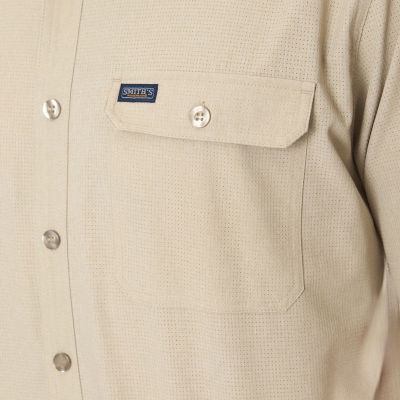 Smiths Workwear Quick Dry Performance Mens Short Sleeve Regular Fit Big and Tall Button-Down Shirt