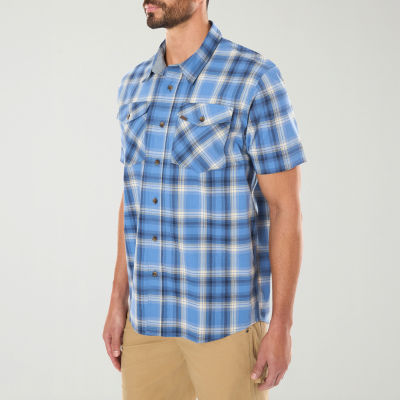 Smiths Workwear Mens Regular Fit Short Sleeve Plaid Button-Down Shirt