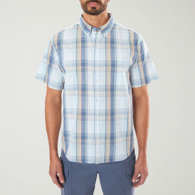 Smiths Workwear Mens Relaxed Fit Short Sleeve Button-Down Shirt