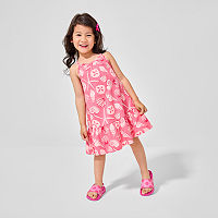 Okie Dokie Toddler & Little Girls Sleeveless Drop Waist Dress, 12 Months, Pink