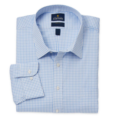 Stafford Smart Tech Mens Regular Fit Stretch Fabric Wrinkle Free Long Sleeve Dress Shirt