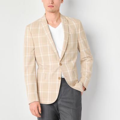 J. Ferrar Mens Big and Tall Plaid Stretch Fabric Classic Fit Sport Coat