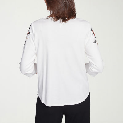 Alfred Dunner Natural Instinct Womens Split Crew Neck 3/4 Sleeve T-Shirt