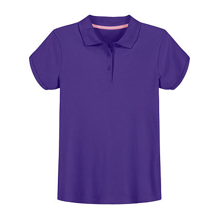 IZOD Little & Big Girls Short Sleeve Polo Shirt, 14, Purple