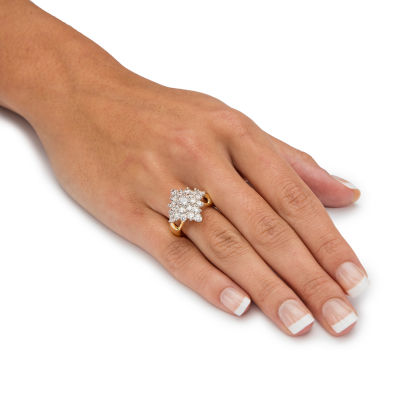 Womens 2 1/2 CT. T.W. Cubic Zirconia 14K Gold Over Brass Cocktail Ring