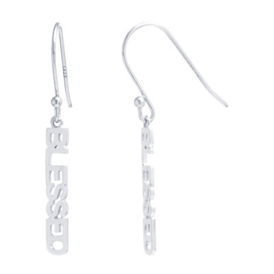 Silver Treasures Blessed Womens Sterling Silver Drop Earrings