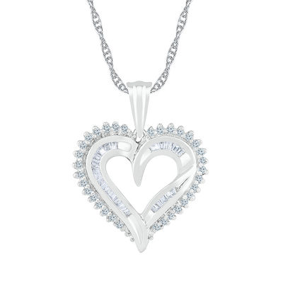 Womens CT. T.W. Natural White Diamond 10K Gold Heart Pendant Necklace