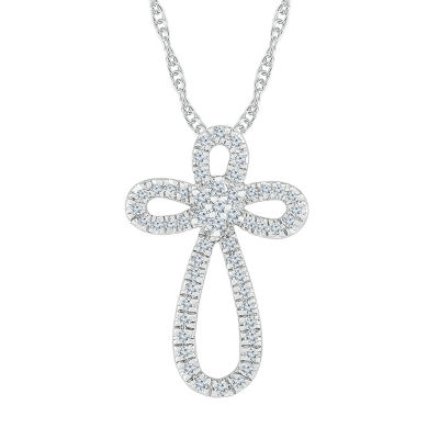 Womens / CT. T.W. Mined White Diamond 10K Gold Cross Pendant Necklace