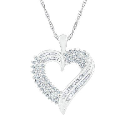 Womens 1/ CT. T.W. Natural White Diamond 10K Gold Heart Pendant Necklace